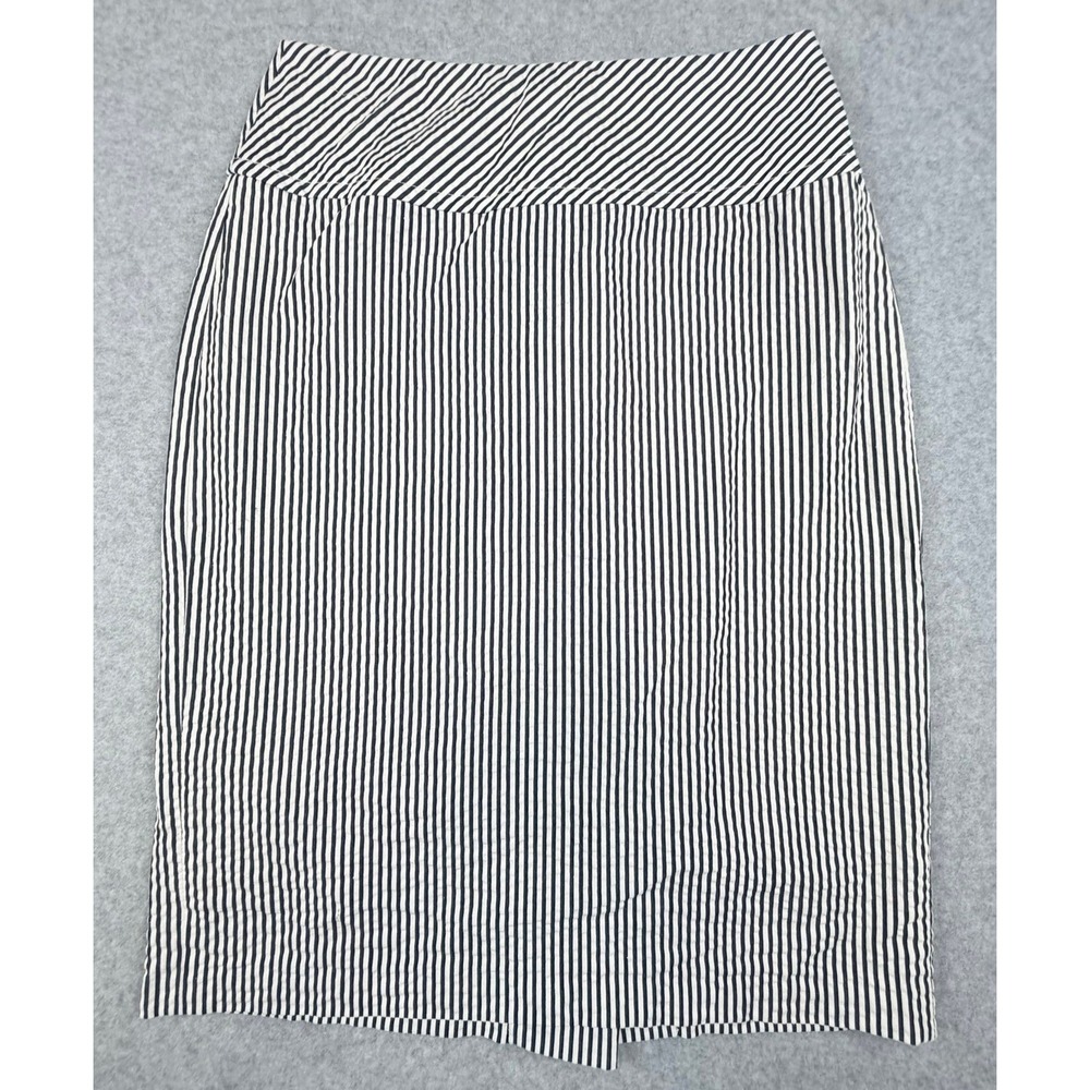J.Crew Navy White Seersucker Striped Pencil Skirt Size 6